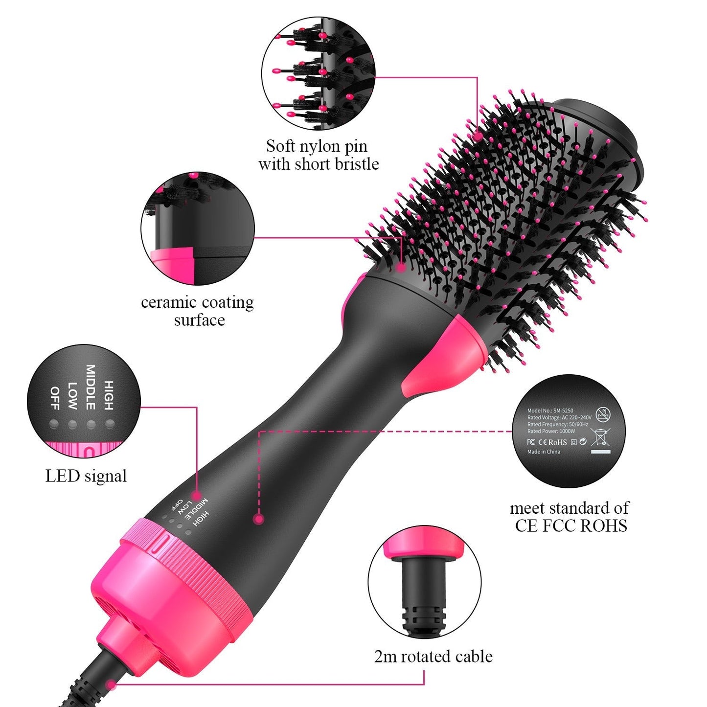 4 in 1 Hair Dryer-Straightener-Volumizer Brush